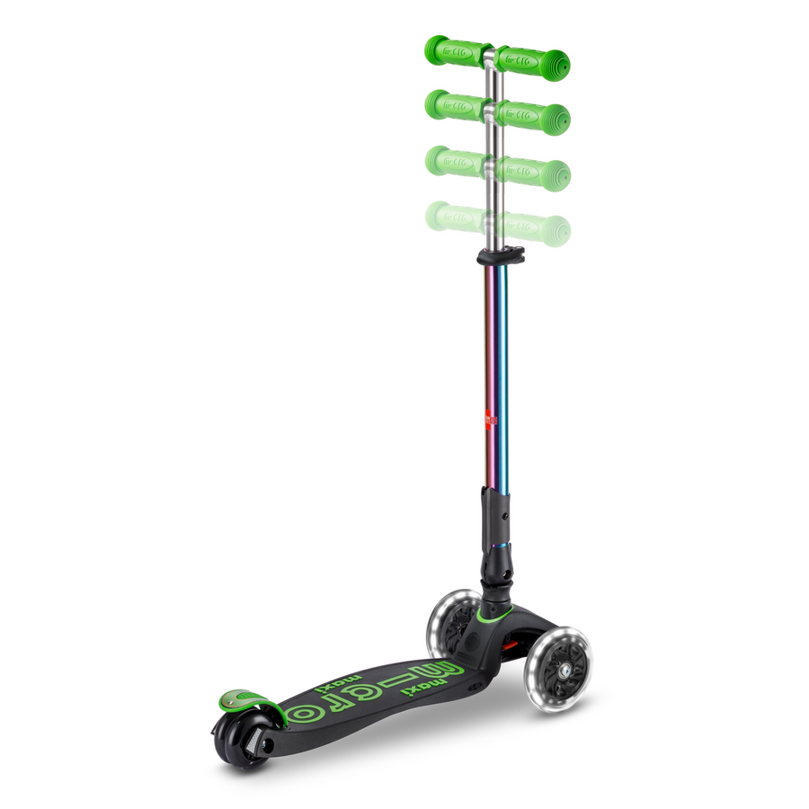 Trottinette Maxi Micro Deluxe pliable LED - trottinette enfant 3 roues - Vert Neochrome