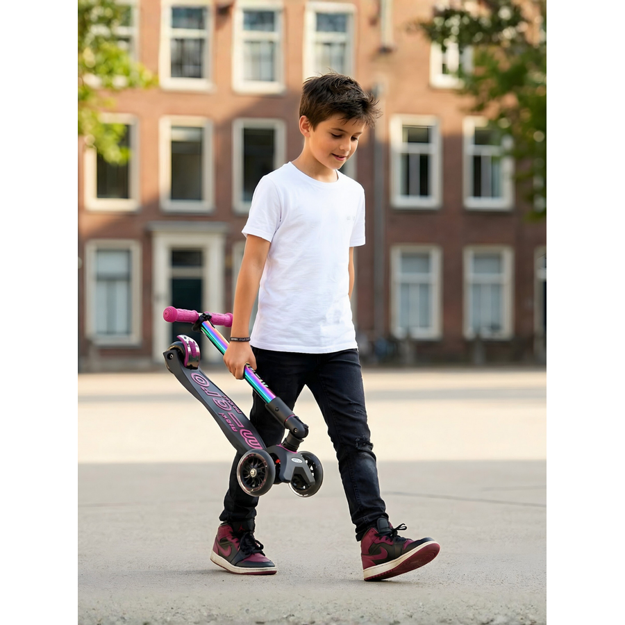 Trottinette Maxi Micro Deluxe pliable LED - trottinette enfant 3 roues - Violet Neochrome