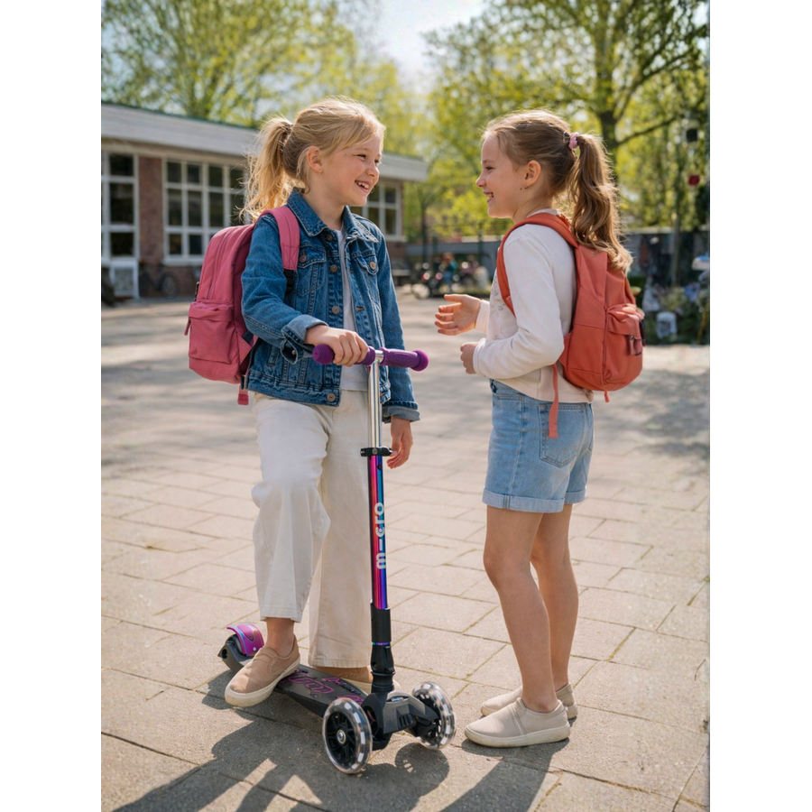 Trottinette Maxi Micro Deluxe pliable LED - trottinette enfant 3 roues - Violet Neochrome