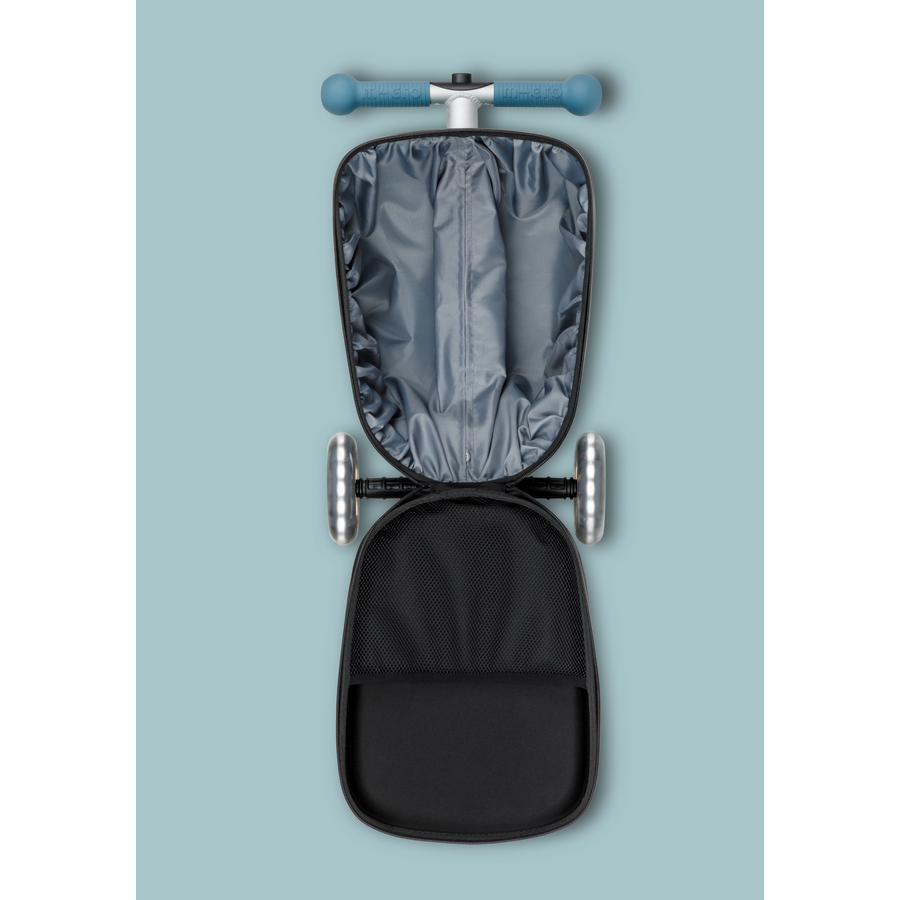 Micro Luggage Junior LED - Patch & Play - valise trottinette des enfants 3 roues - Édition limitée - Bleu glacé