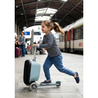 Micro Step Luggage Junior LED - Patch & Play - 3-wiel kinderstepkoffer - Limited edition - IJsblauw