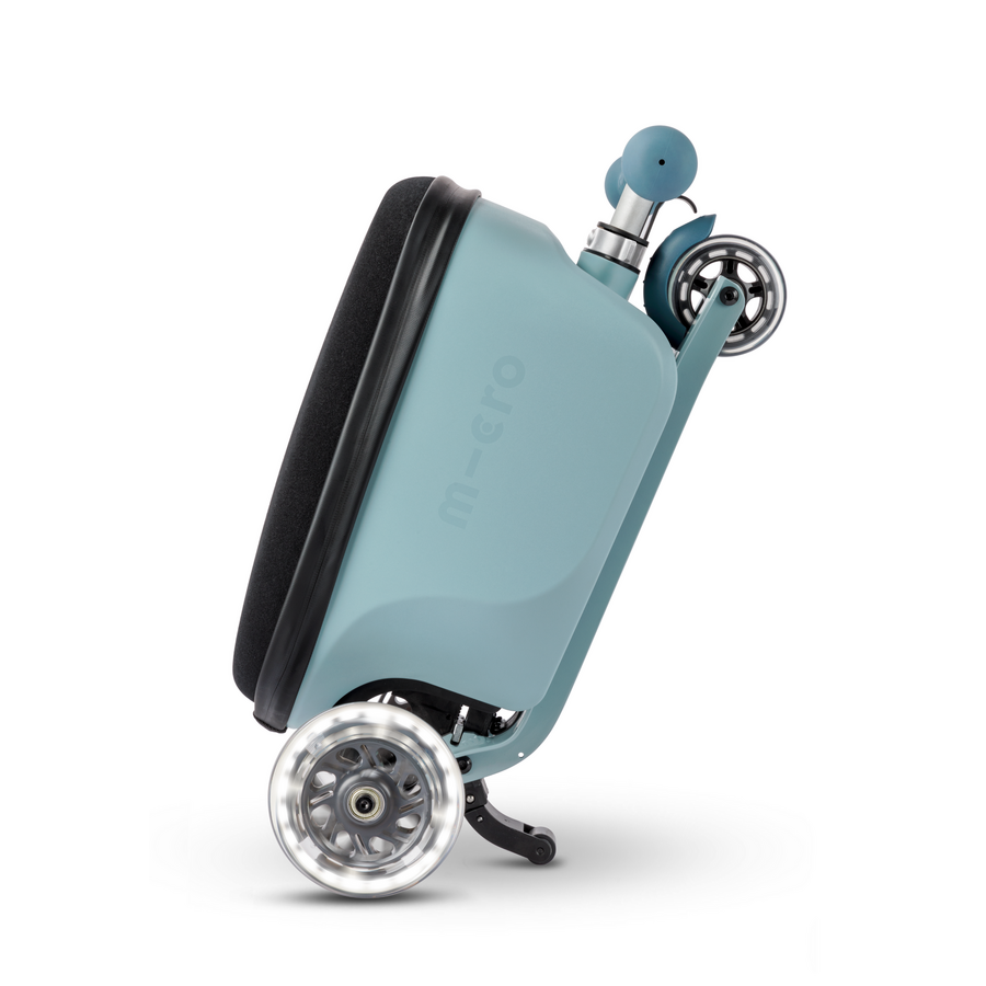 Micro Luggage Junior LED - Patch & Play - valise trottinette des enfants 3 roues - Édition limitée - Bleu glacé