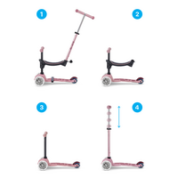 Micro Mini2Grow scooter Deluxe 2.0 LED - 3-wheel children's scooter - 4in1 - Dusty pink