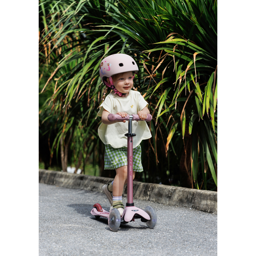 Trottinette Micro Mini2Grow Deluxe 2.0 LED - trottinette enfant 3 roues - 4en1 - Rose grisé