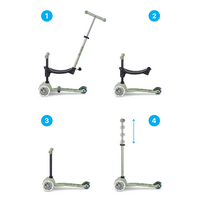 Micro Mini2Grow scooter Deluxe 2.0 LED - 3-wheel children's scooter - 4in1 - Olive green