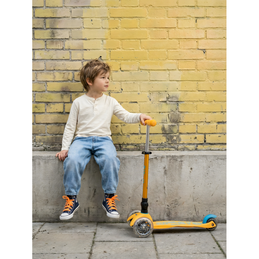 Trottinette Mini Micro Deluxe pliable LED - trottinette enfant 3 roues - Abricot - Édition Limitée