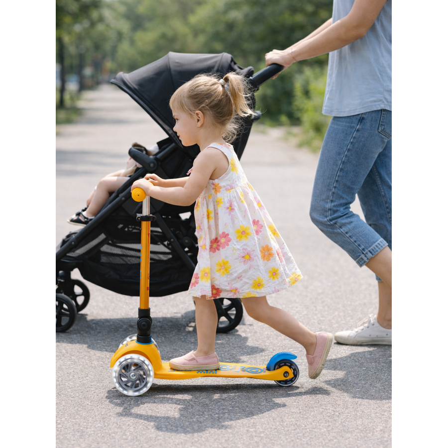 Trottinette Mini Micro Deluxe pliable LED - trottinette enfant 3 roues - Abricot - Édition Limitée