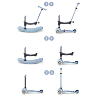 Mini Micro 6in1 scooter Rock & Go LED - multifunctional: rocker - ride-on - scooter - Ocean Slate blue