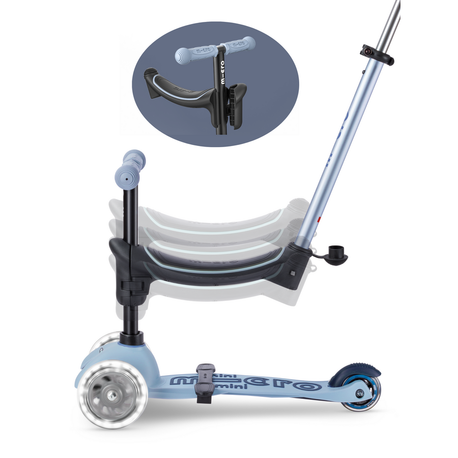 Micro Mini2Grow scooter Deluxe 2.0 LED - 3-wheel children's scooter - 4in1 - Blue
