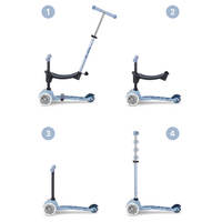 Trottinette Micro Mini2Grow Deluxe 2.0 LED - trottinette enfant 3 roues - 4en1 - Bleu