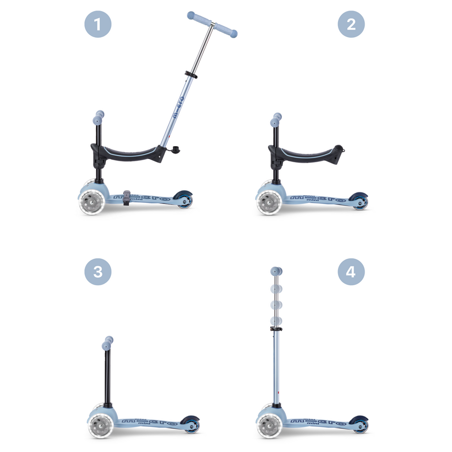 Micro Mini2Grow scooter Deluxe 2.0 LED - 3-wheel children's scooter - 4in1 - Blue