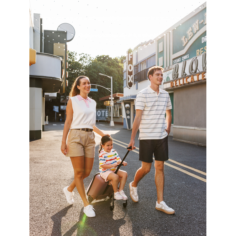Micro Ride On Luggage Eazy Allrounder - valise trolley avec siège enfant intégré - Rose