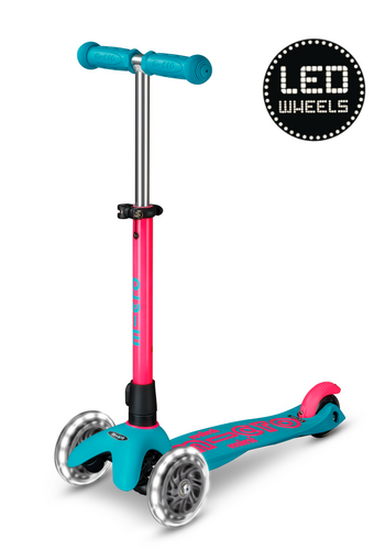 Micro Mini Micro scooter Deluxe LED Neon Aqua/Pink