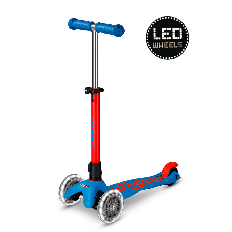 Trottinette Mini Micro Deluxe LED - trottinette enfant 3 roues - Neon Bleu/Rouge