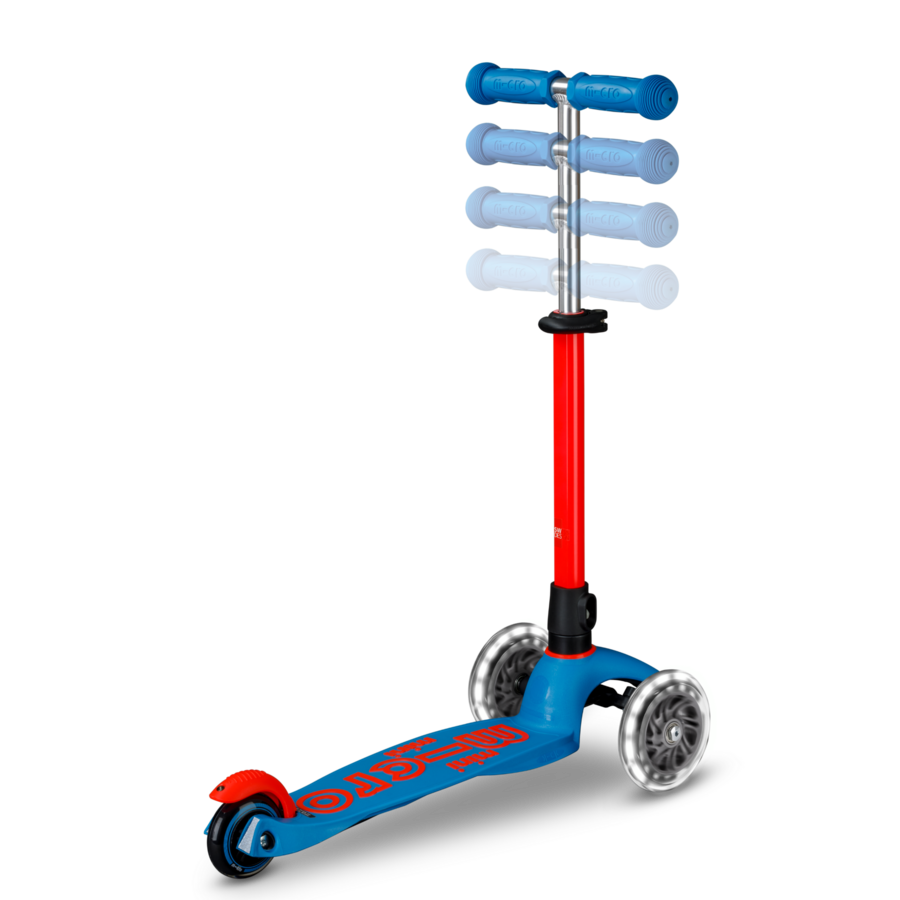 Mini Micro scooter Deluxe LED - 3-wheel children's scooter - Neon Blue/Red