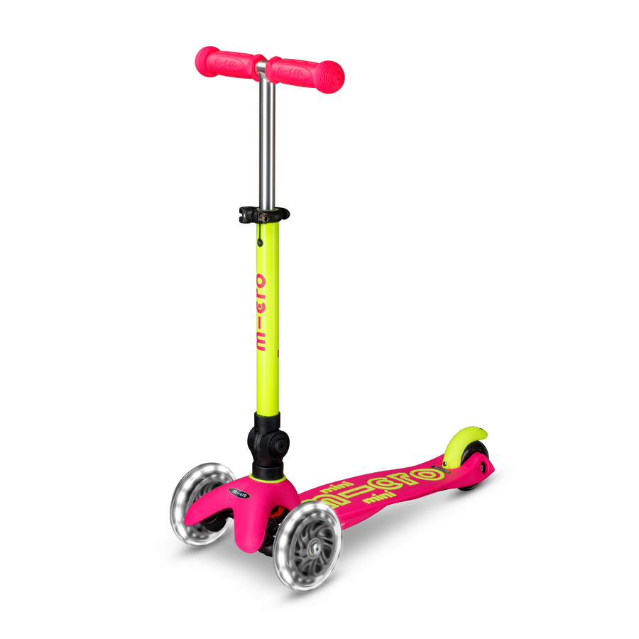 Mini Micro scooter Deluxe foldable LED - 3-wheel children's scooter - Pink/Yellow