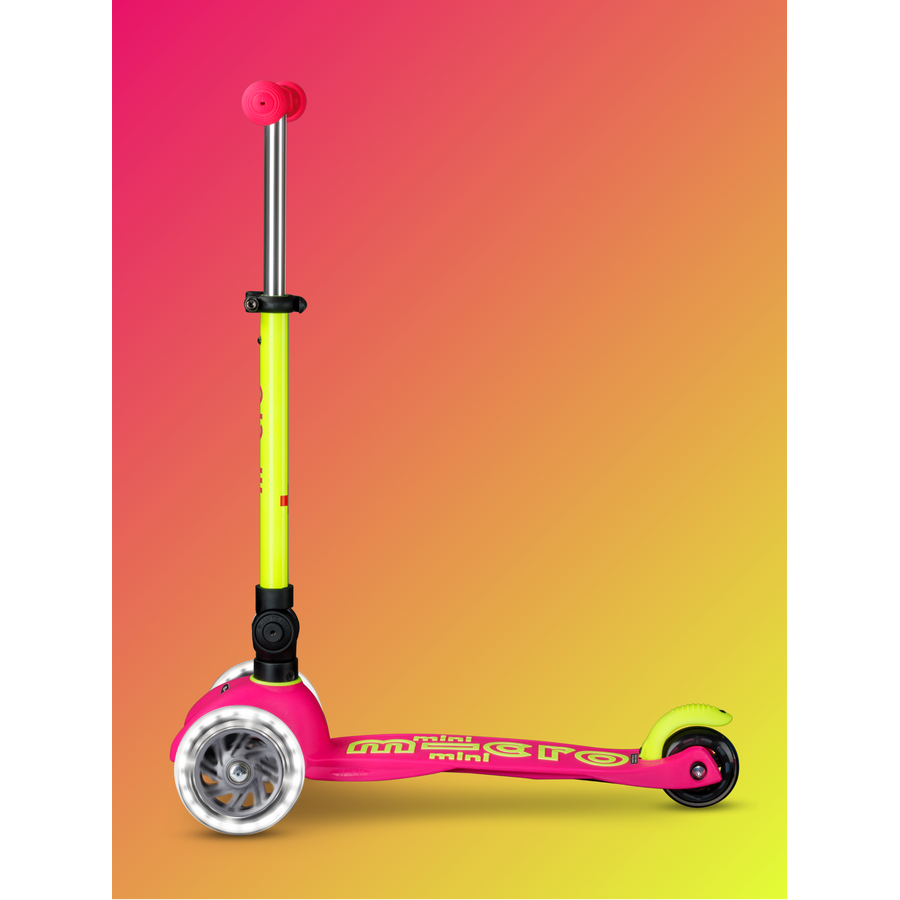 Mini Micro scooter Deluxe foldable LED - 3-wheel children's scooter - Pink/Yellow