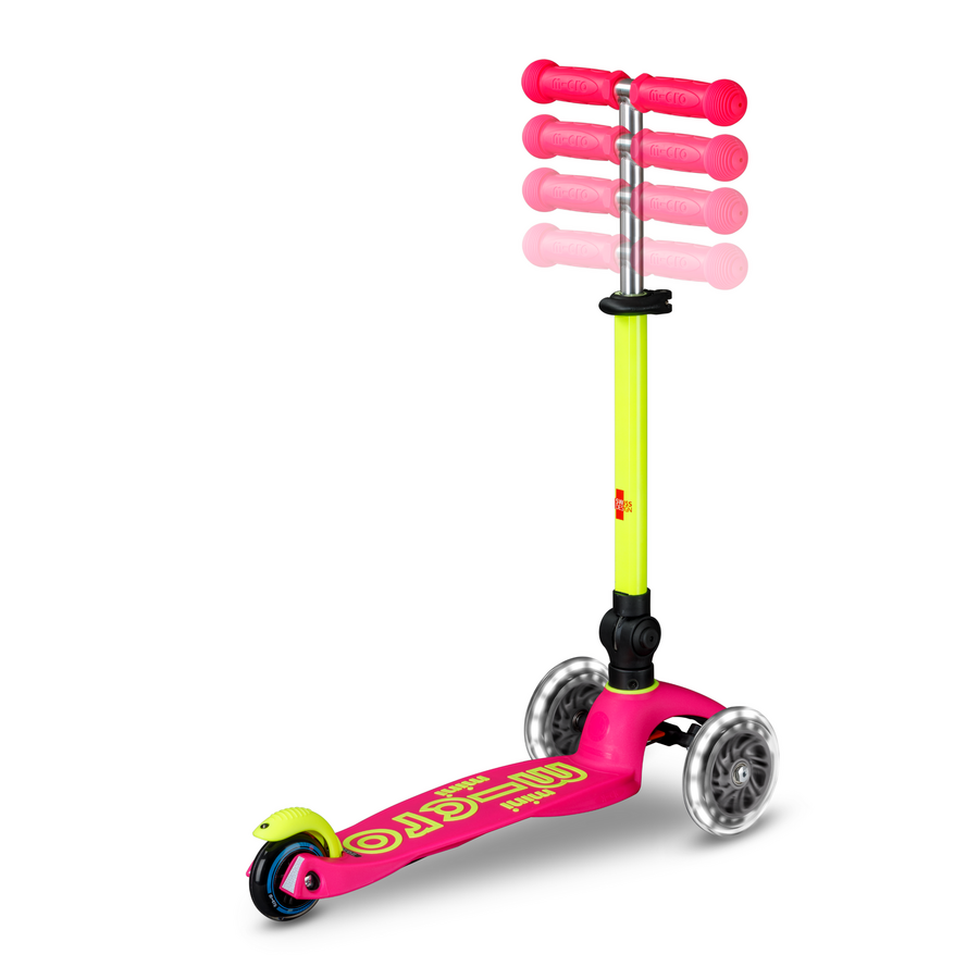 Trottinette Mini Micro Deluxe pliable LED - trottinette enfant 3 roues - Rose/Jaune