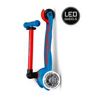 Mini Micro step Deluxe inklapbaar LED - 3-wiel kinderstep - Blauw/Rood