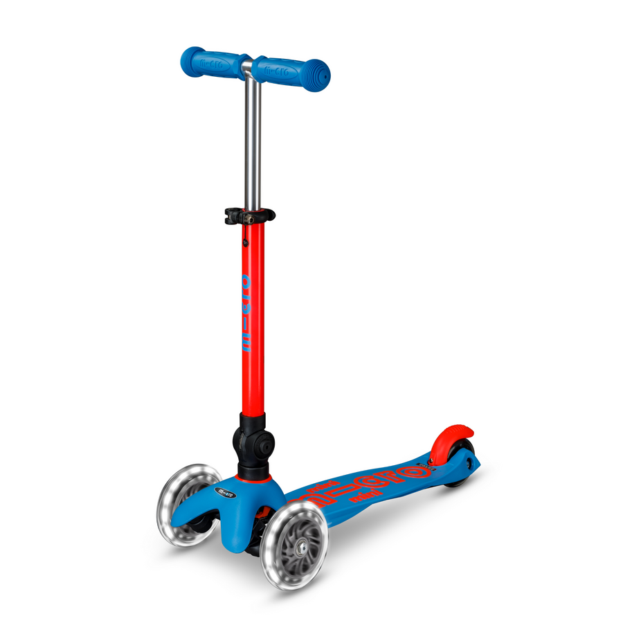 Mini Micro scooter Deluxe foldable LED - 3-wheel children's scooter - Blue/Red