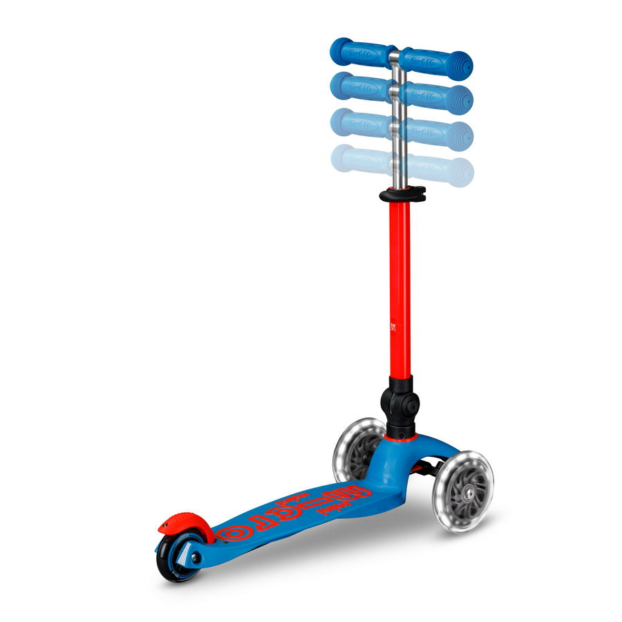 Trottinette Mini Micro Deluxe pliable LED - trottinette enfant 3 roues - Bleu/Rouge