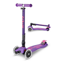 Maxi Micro step Deluxe inklapbaar LED - 3-wiel kinderstep - Paars