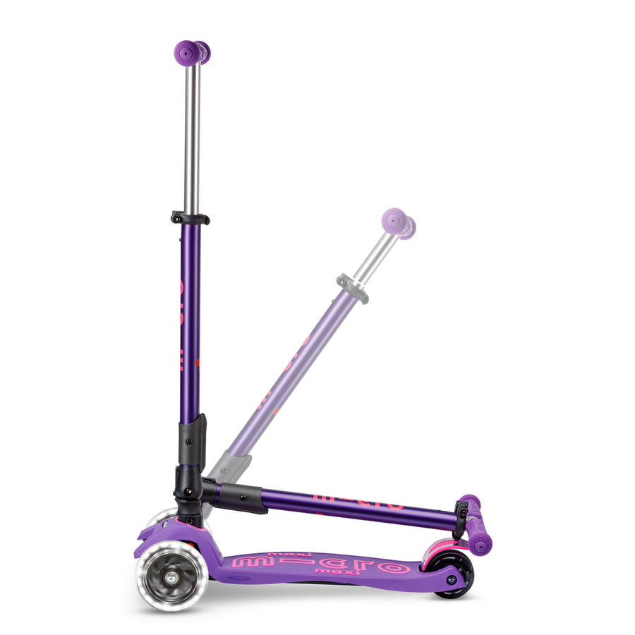 Maxi Micro step Deluxe inklapbaar LED - 3-wiel kinderstep - Paars