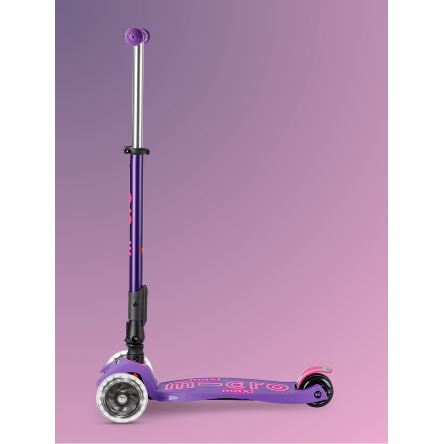 Maxi Micro scooter Deluxe foldable LED - 3-wheel children's scooter - Purple
