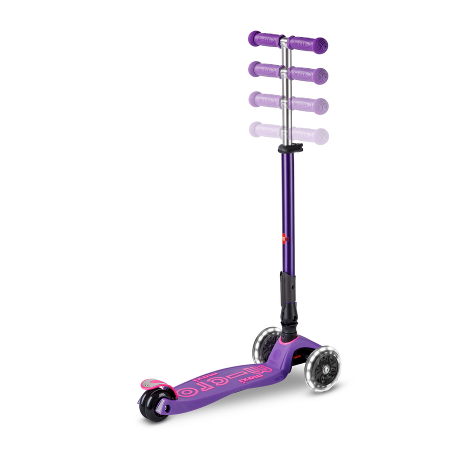 Maxi Micro step Deluxe inklapbaar LED - 3-wiel kinderstep - Paars