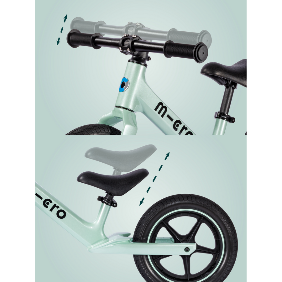 Micro loopfiets Ultra LED - lichtgewicht - verstelbaar zadel/stuur - magnesium frame - Jade Mint
