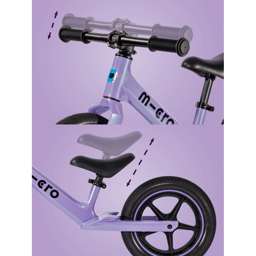 Micro loopfiets Ultra LED - lichtgewicht - verstelbaar zadel/stuur - magnesium frame - Paars