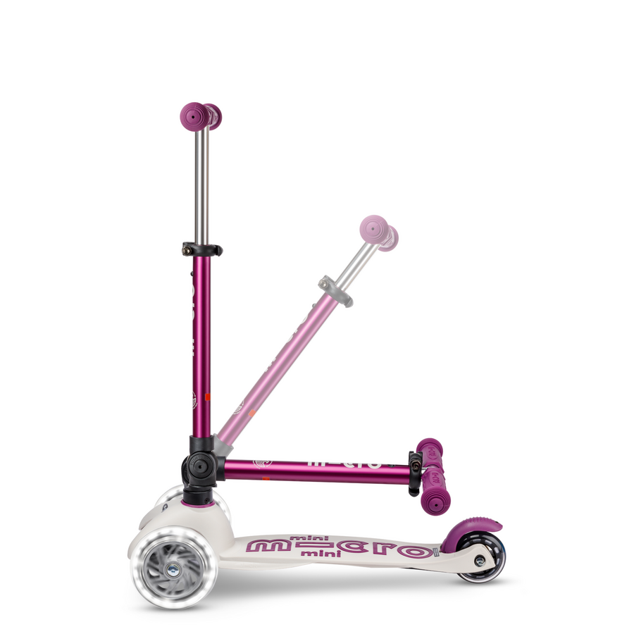 Mini Micro step Deluxe inklapbaar ECO LED - 3-wiel kinderstep - Paars