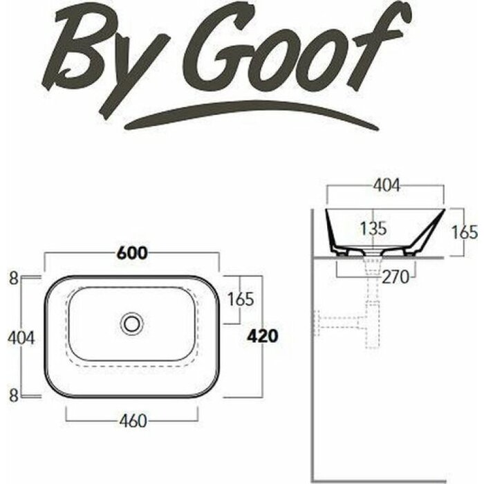By Goof Mees design waskom rechthoek mat zwart