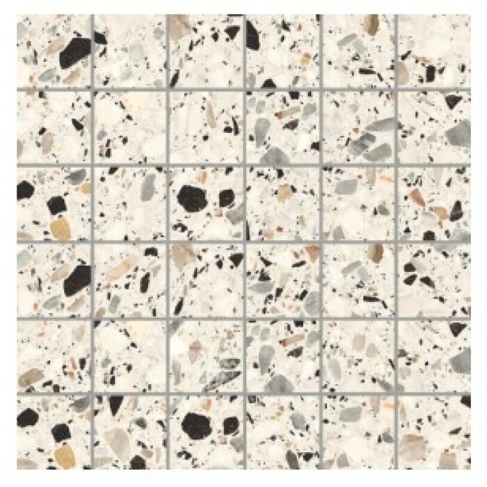 Energieker Medley terrazzo Cream mozaiek 5x5 op net van 30x30