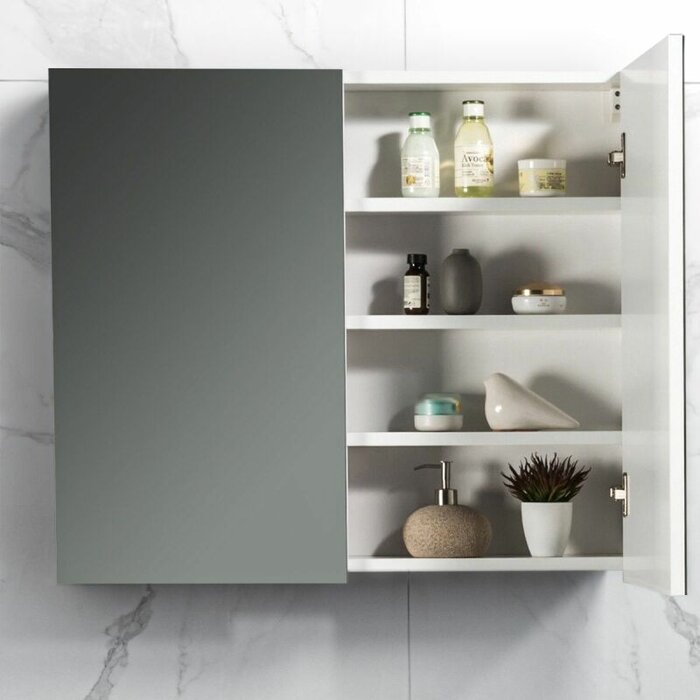 By Goof Spiegelkast Tieme hoogglans wit 80x70x16cm