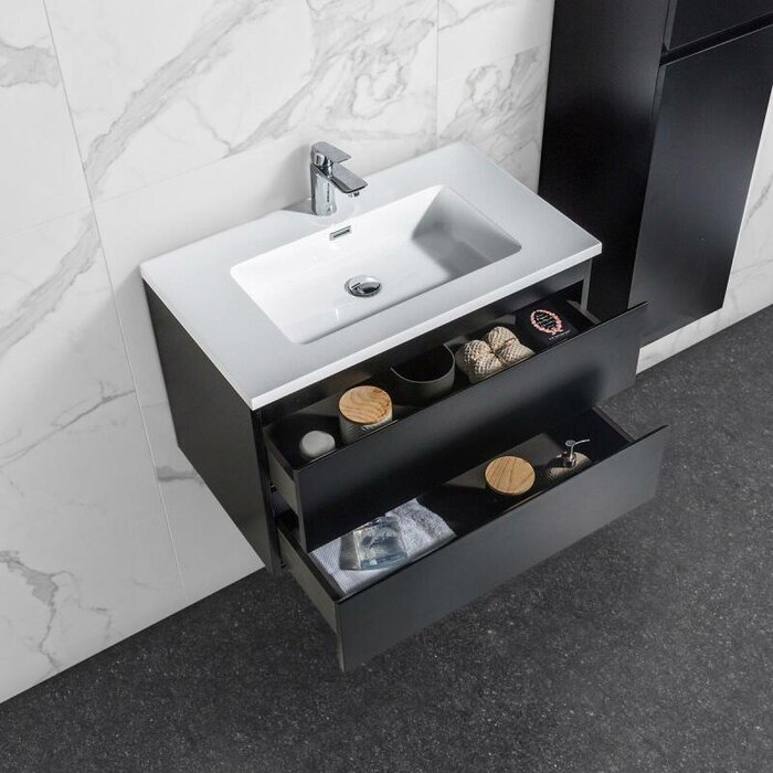 By Goof Onderkast badkamermeubel Tieme mat zwart 80x50x48cm