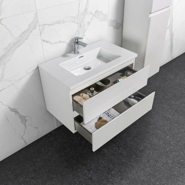 By Goof Onderkast badkamermeubel Tieme hoogglans wit 80x50x48cm