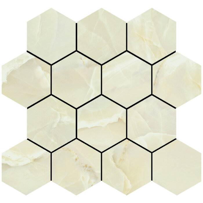Baldocer Cerámica Onyx Sable polished mozaiek hexagon op net van 29x27cm