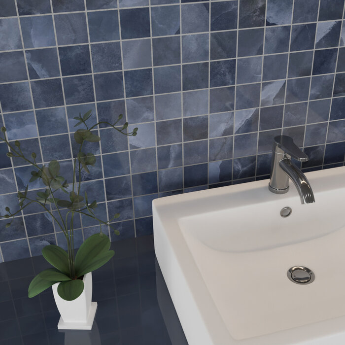 Energieker Onyx ek Blue mozaiek pulido 5x5 op net van 30x30