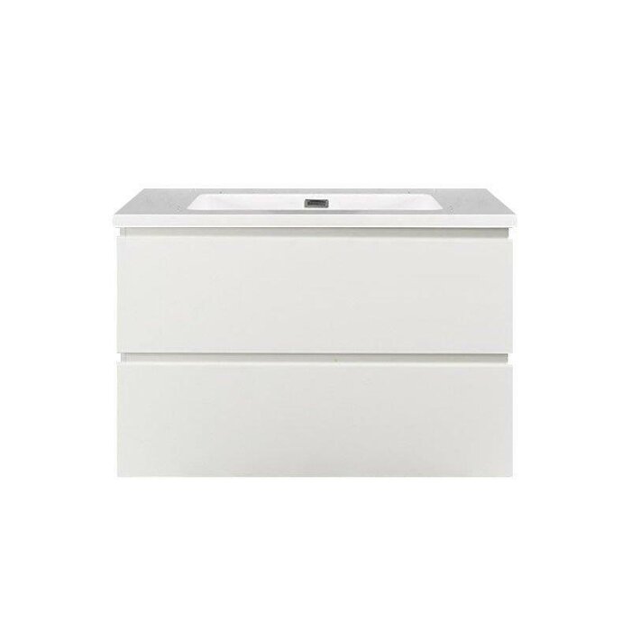 By Goof Mineraalmarmer wastafel Tieme wit 80 cm met kraangat