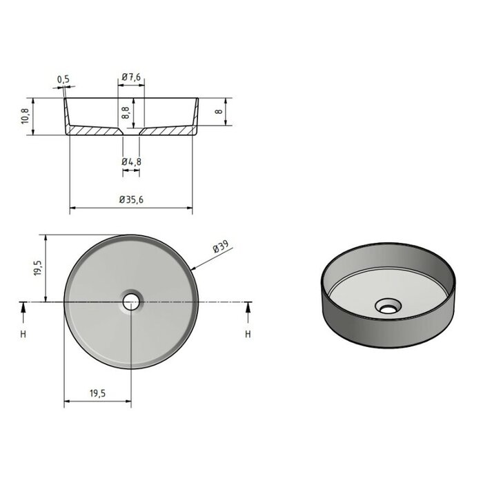 By Goof Solid surface waskom Tess antraciet EXT