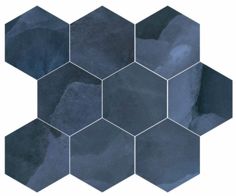 Energieker Onyx ek Blue mozaiek pulido hexagon op net van 26x30