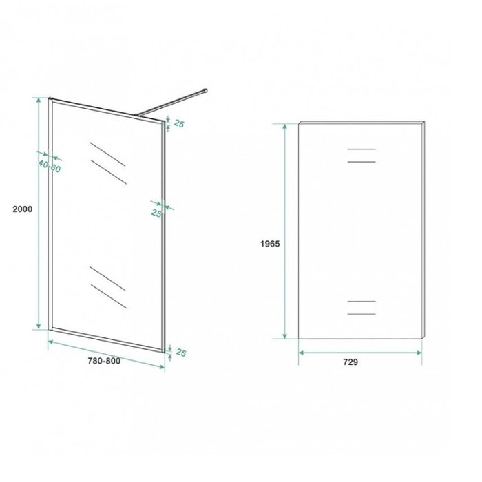 By Goof Inloopdouche Olivia 80x200cm Helder Glas Mat Zwart Raamwerk