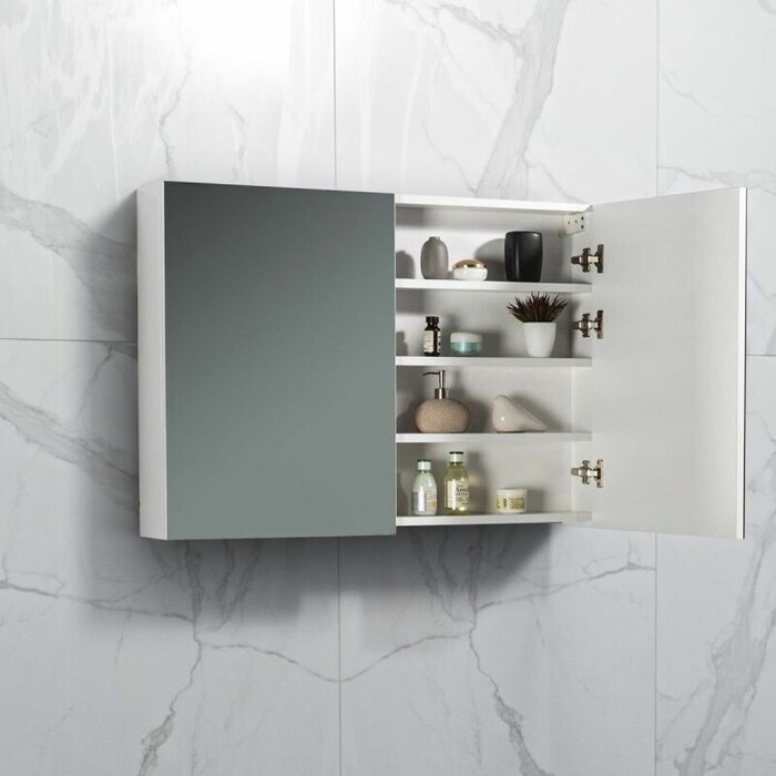 By Goof Spiegelkast Tieme hoogglans wit 100x70x16cm