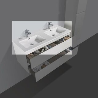 By Goof Mineraalmarmer wastafel Tieme wit 120 cm met kraangat