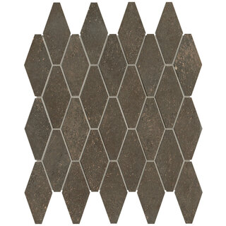 FAP Ceramiche Nobu Cocoa rombi mosaico 5x11,5 rond op net van 31x35,5