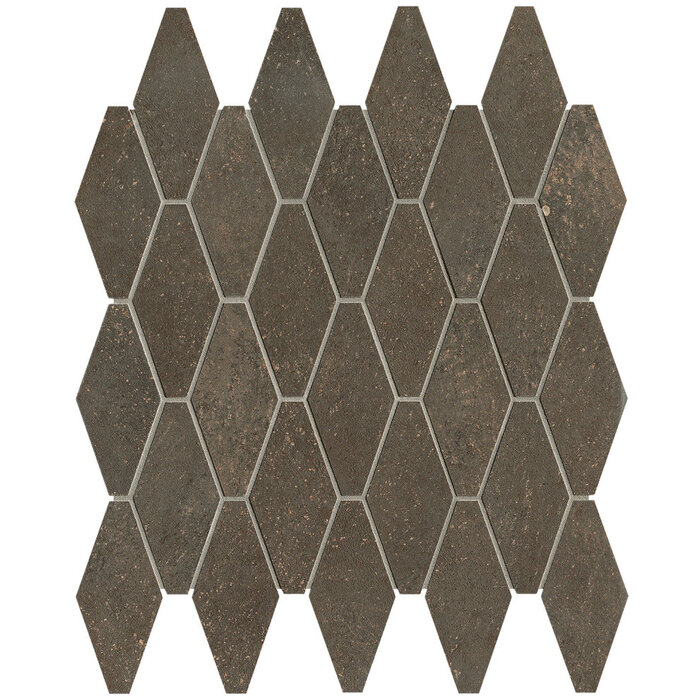 FAP Ceramiche Nobu Cocoa rombi mosaico 5x11,5 rond op net van 31x35,5