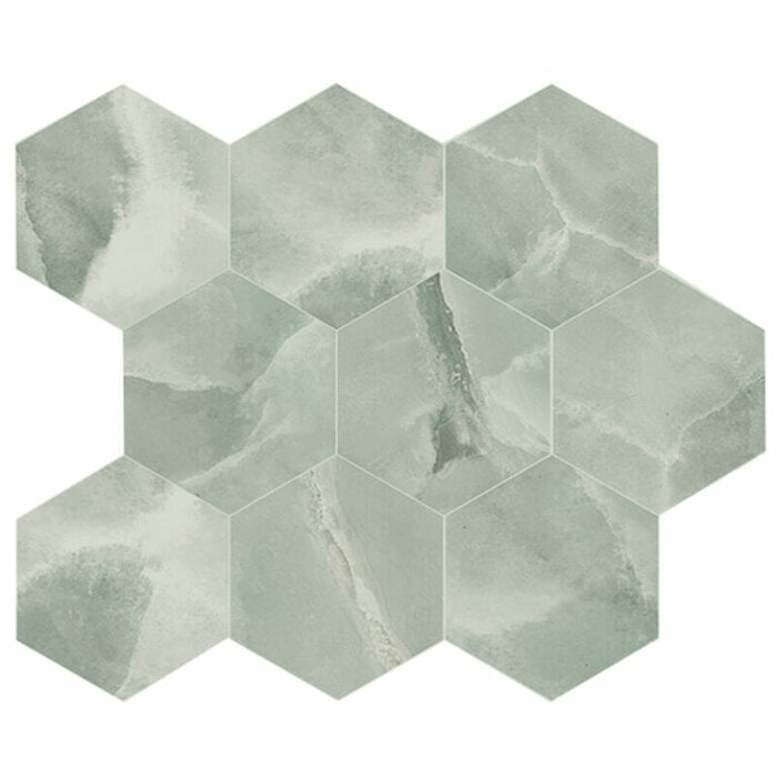 Energieker Onyx ek Jade mozaiek pulido hexagon op net van 26x30