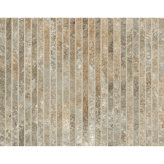 FAP Ceramiche Nobu Slate tratti mosaico 1x24 rond op net van 24x30,5