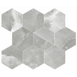 Energieker Onyx ek Grey mozaiek pulido hexagon op net van 26x30